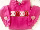 XOXO Chenille Glitter Patch Sweatshirt in pink
