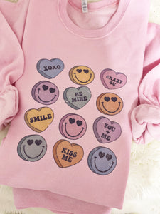 Conversation Hearts Valentines Graphic Sweatshirt