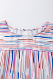 White Multicolor Striped Splash Half Sleeve Blouse