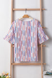 White Multicolor Striped Splash Half Sleeve Blouse