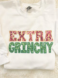 Extra Grinchy Christmas Faux Sequin Embroidery Sweatshirt