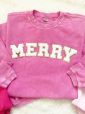 Chicka-d Bubblegum  Merry Chenille Letter Glitter Patch Tee/Sweatshirt