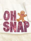 Oh Snap Gingerbread Man Christmas Faux Sequin Embroidery Sweatshirt