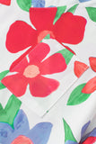 Flower Print Chest Pocket V Neck Blouse