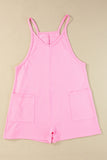 Pink Sleeveless Pocketed V Neck Jersey Romper