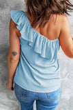 One Shoulder Ruffle Top- 5 colors