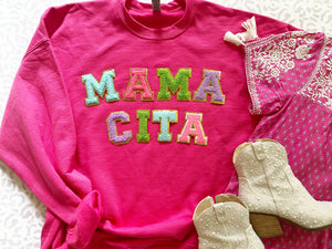 Mamacita Mama Mom Glitter Patch Tee/Sweatshirt